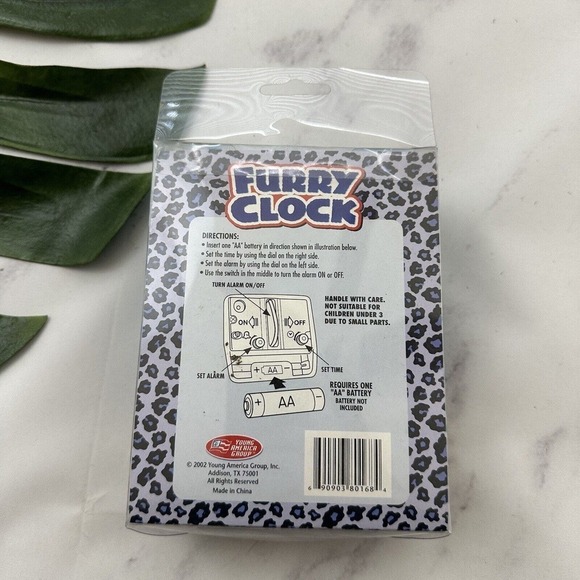 Vintage Y2k Fuzzy Desk Table Clock New Blue Dog Animal Ears Plush Cute Decor - Picture 2 of 5